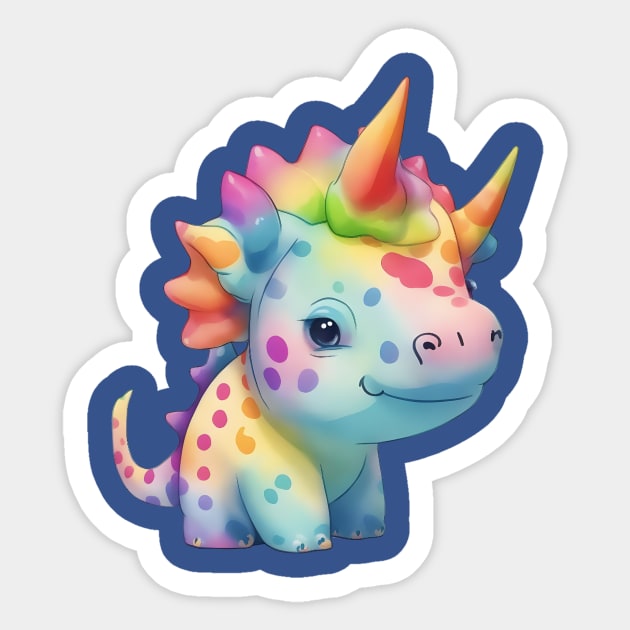 Cute Triceratops Polkadot Sticker by Sally Honey